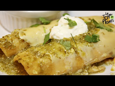 Vegan Enchiladas with Black Beans and Tomatillo Sauce | One Minute Recipes