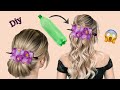 Prendedor de cabelo com flores e  Garrafa Pet -fácil demais