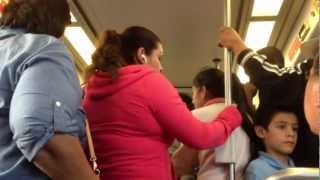 Crowded Los Angeles Metro Blue Line Train ( भीड़ ट्रेन) (قطار مزدحم)