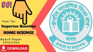 HOME SCIENCE Class 10th CBSE Paper 2019