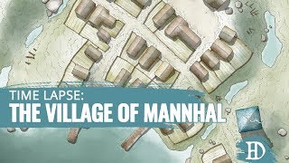 Drawing a Fantasy Map - Time Lapse: The Village of Mannhal