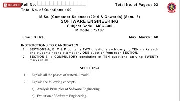 MSC 3RD SEM CS SOFTWARE ENGINEERING NOV 2019 | PTU