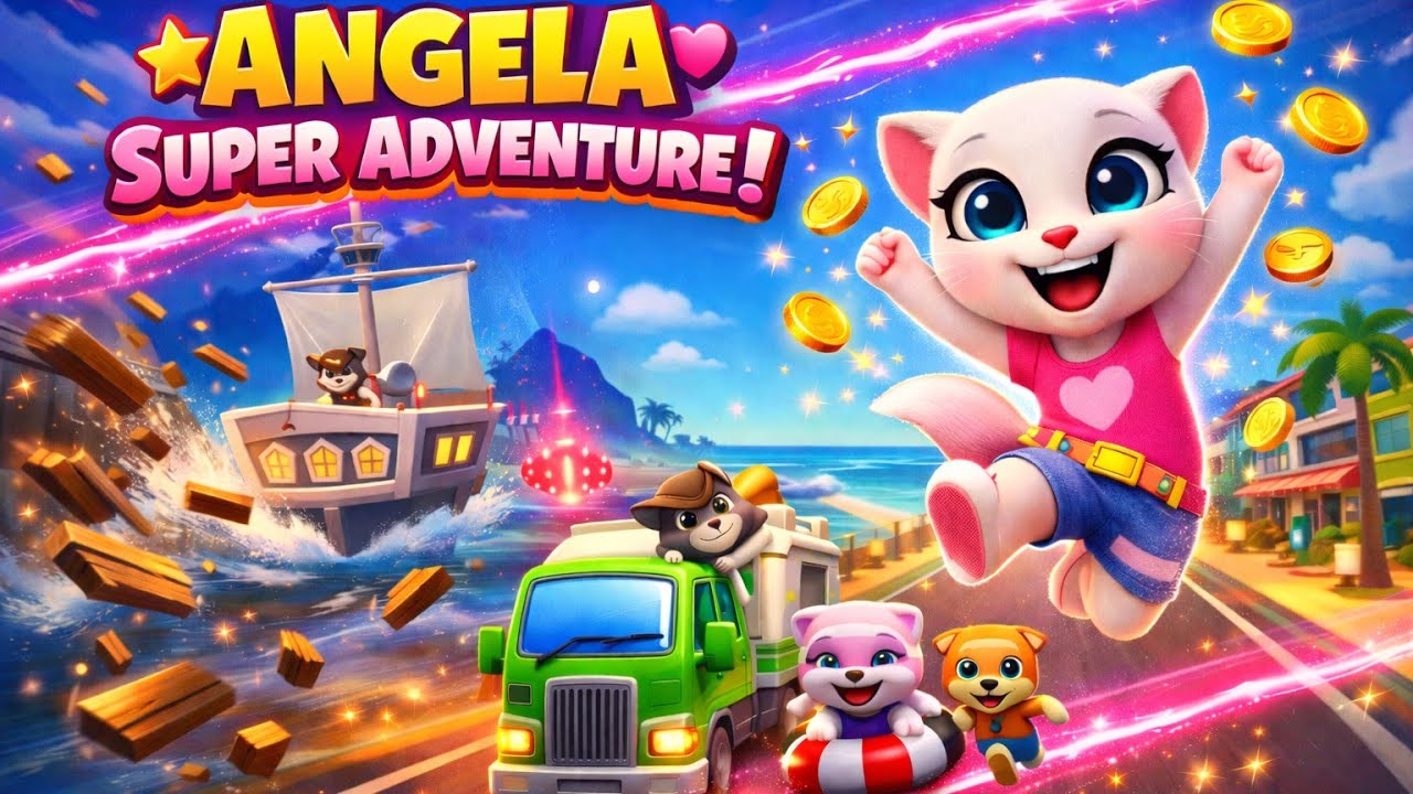 ANGELA Super Adventure 🚀💖 | Epic Beach Escape & Coin Rush!