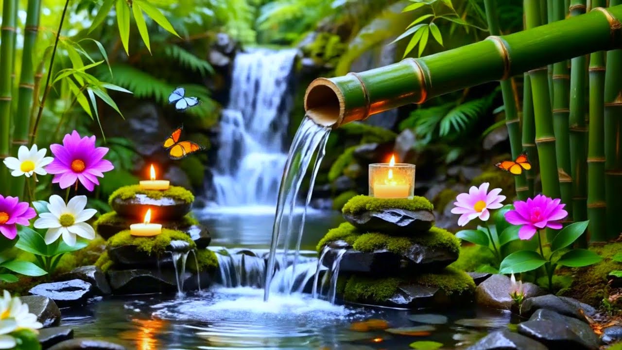 Insomnia Relief Sleep Music with Gentle Piano and Natural Water Sounds at Night