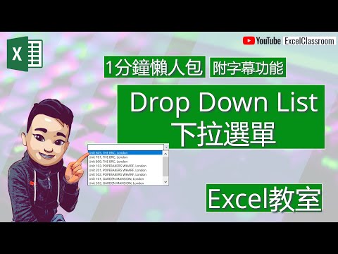 Excel入門 - 製作下拉選單 簡易1分鐘懶人包 [廣東話] [點CC看中文字幕] #Excel入門 #Excel教學廣東話 #ExcelDictionary