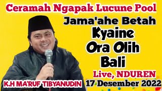 KYAI NGAPAK LUCUNE POOL KH MA`RUF TIBYANUDIN ROWOKELE, KEBUMEN LIVE NDUREN 18 DESEMBER 2022