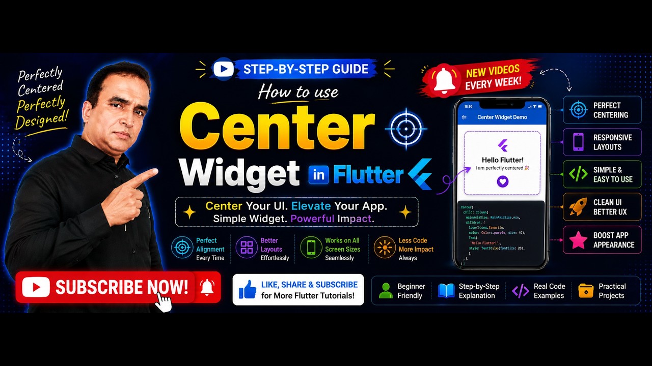 Flutter: Center Widget Tutorial Flutter 25 - YouTube