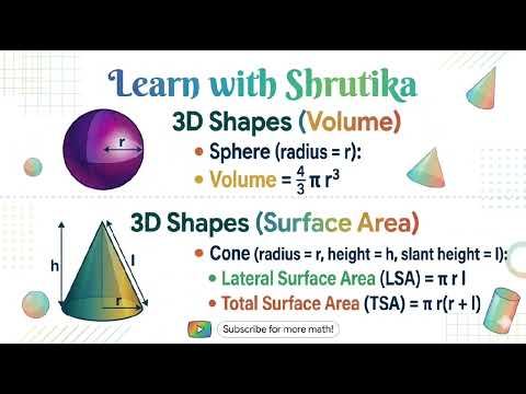 3D shape Area Valume and Surface #math #imp #mathematics #formula #yt #follow