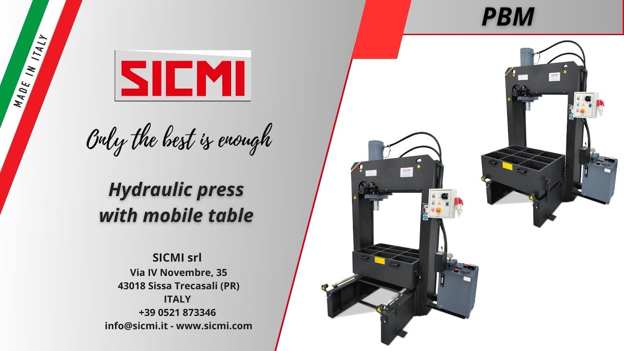 Hydraulic straightening press with movable table | H-Frame workshop press | Double column press