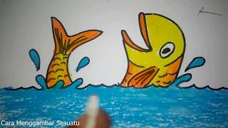 Menggambar Boneka Ulat Anak Tk Sd Ikan Muncul Dipermukaan Air