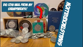 MASSIVE Coin haul from my grandparents | TONS of PRE-DECIMAL Silver!