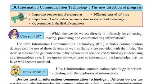 Class 9 CHAPTER NO 10 INFORMATION COMMUNICATION TECHNOLOGY: THE NEW DIRECTION OF PROGRESS