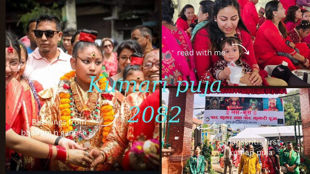 My daughters first KUMARI PUJA 🎊 taking blessings from living goddess /best experience 🥰🥰