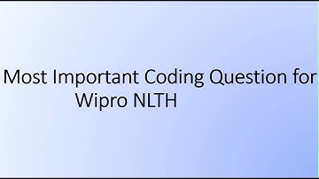 Wipro NLTH coding question