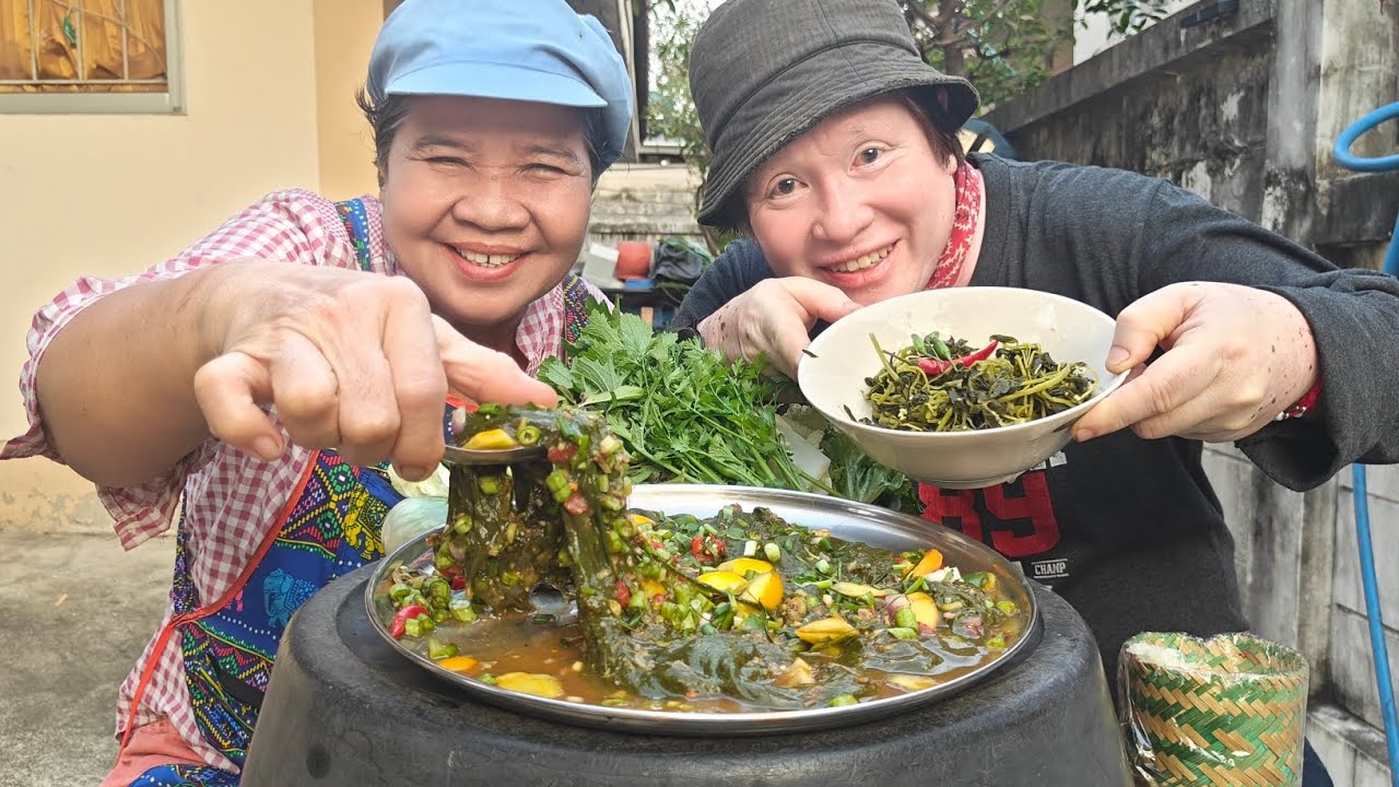 อาหารผู้เฒ่า.ลาบเทา.ส้มผักเสี้ยนและวิธีทำlสไตล์นายฮ้อยเผือก