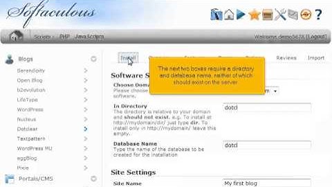 How to install Dotclear from Softaculous