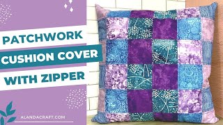 Make a DIY Zippered Cushion Cover from Strips of Fabric Scraps