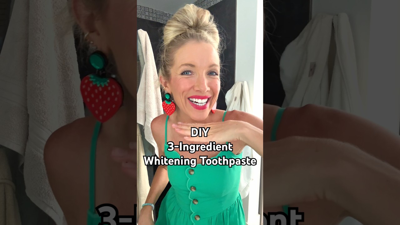 Easy DIY 3-Ingredient Whitening Toothpaste 😁🦷🪥 #teethwhitening #whiterteeth #whiteteeth