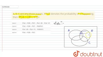 A, B, C are any three events. If P(S) denotes the probability of S happening, then `P(A cap (B cup C
