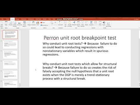 Video 5 - Perron unit root breakpoint test (part 1) on Eviews