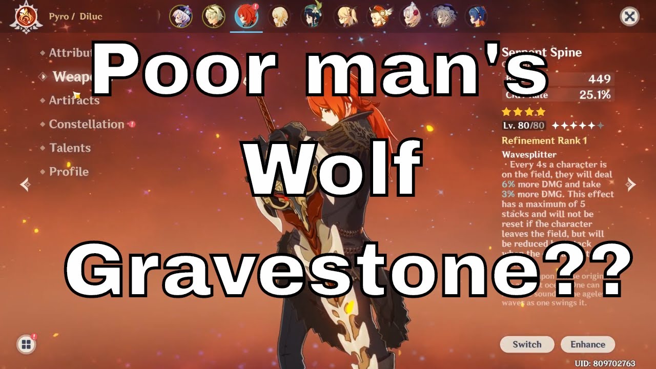 Diluc Build Guide AR 40+: Erase Bosses Using Serpent Spine(showcase)