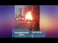 Veja vídeo- Veículo pega fogo no centro de Campos 