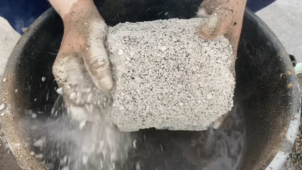 Multi Stoney yellow sand water crumbling & grainy grey sand crumbling on paste💦💦🌪/#asmr❤❤