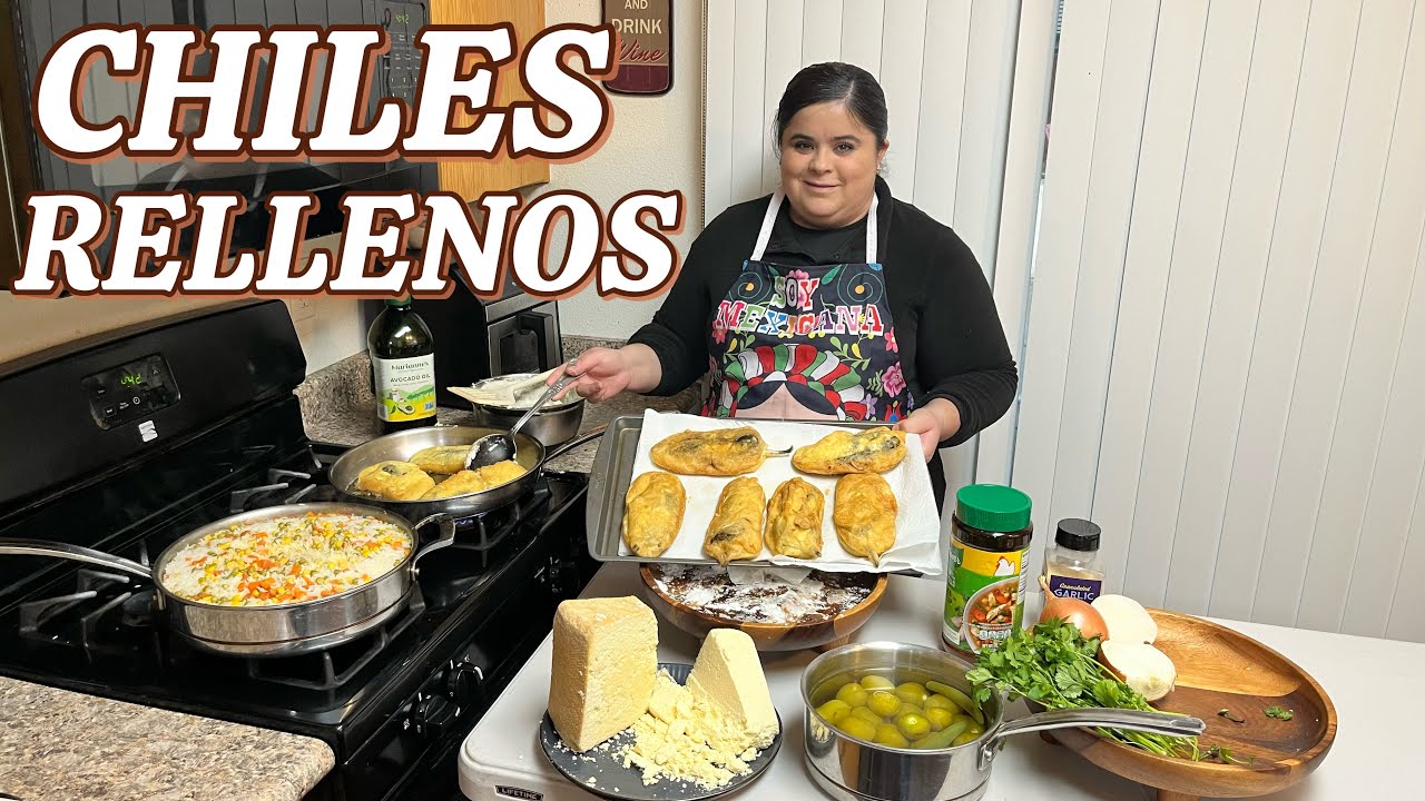 CHILES RELLENOS CON QUESO DE MÉXICO 🇲🇽 Y SALSA VERDE 