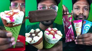 butterscotch caramel strawberry ice cream mukbang ASMR