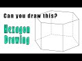 How to draw a hexagon drawing  easy perfect hexagon shape step by step outline  isometric 3d