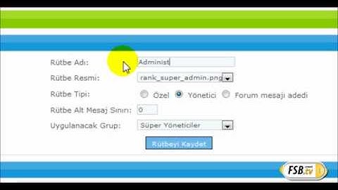 FsbNetwork.Tv - PhpFusion Forum Rütbelerini Ayarlamak.
