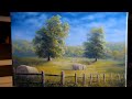 Field of hay bales  landscape painting