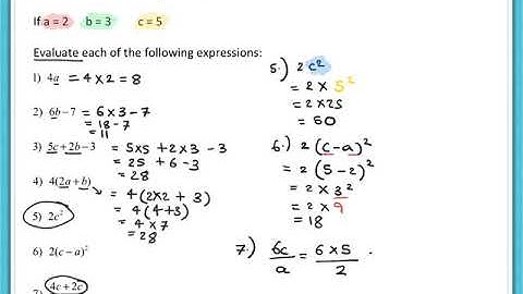 Year 7 Substitution into Expressions and Formulae