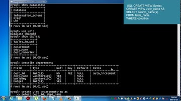 Structured Query Language Tutorial SQL Part 33   CREATE VIEW Statement Command Prompt   CMD