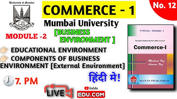 FY.BCOM COMMERCE 1 UNIT4 BUSINESS ENVIRONMENT |  EXTERNAL ENVIRONMENT  EDUCATIONAL ENVIRONMENT #live