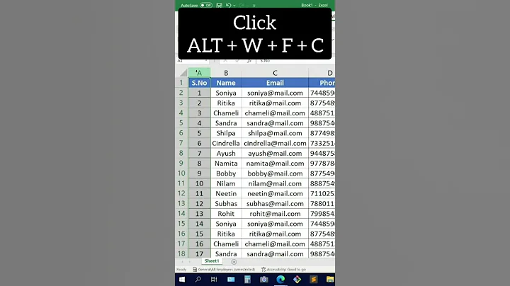 Freeze pane in Excel with keyboard shortcut 🔥😮 No more scrolling back!! #shorts