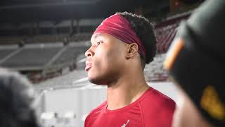 Oklahoma RB Xavier Robinson post practice (LSU Week) - 11/25/2024