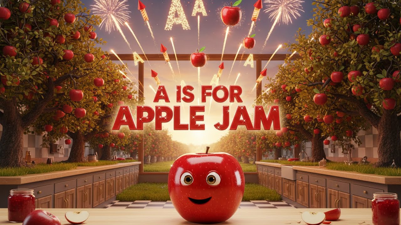 🍎 A Is for Apple Jam 🍎, kids songs, nursery rhymes, 