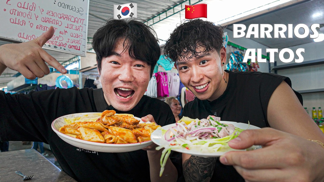 Coreano y Chino probando comida peruana en el mercado 100% local | Lima, Perú