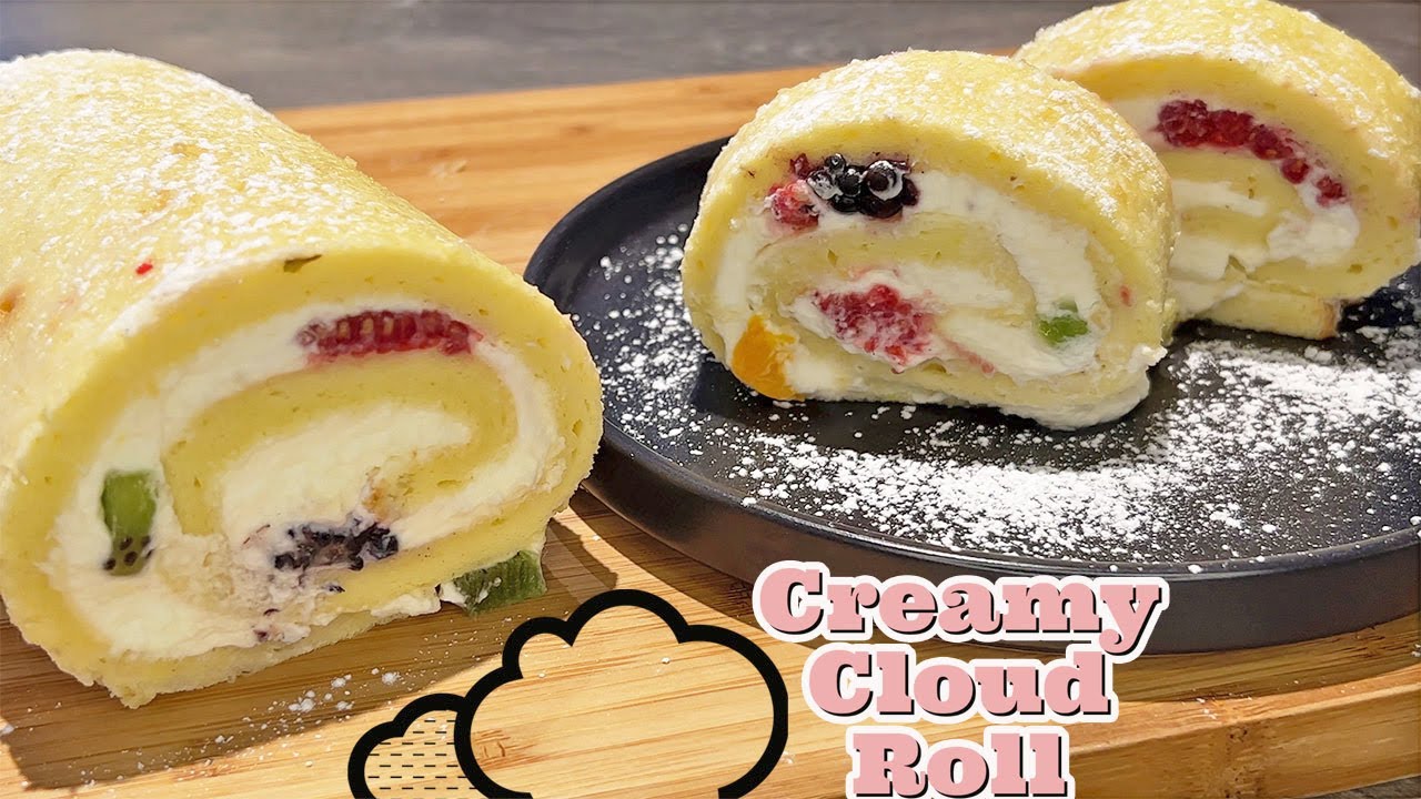 Softest Fresh Cream Filled Fruit Roll Cake Recipe Easy Dessert Recipe