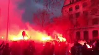 Cortège Ultras psg Avant Paris Manchester united