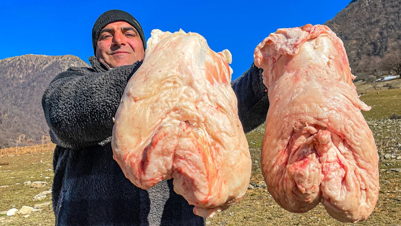 Cooking Lamb Tail Fat Under the Snow! UNUSUAL RECIPE