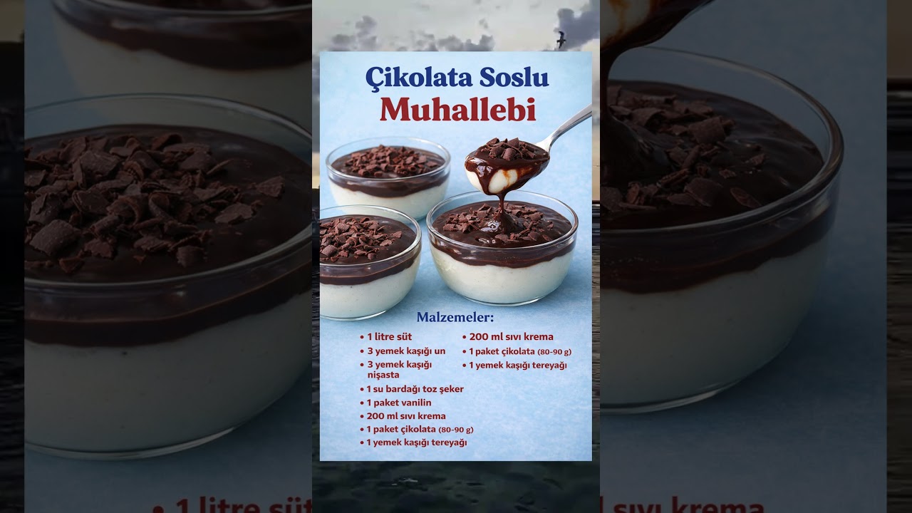 🍫 ÇİKOLATA SOSLU MUHALLEBİ TARİFİ | Tam Ölçülü Kolay Tatlı Tarifi  #pratiktatlitarifleri #tatlı