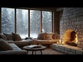 Tranquil Winter Cabin Living Room ❄️ Piano &amp; Fireplace for Stress Relief