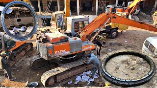 Excavator Ex200 Swing Bearing Replacement | How Broken Swing Bearing Repairing Process