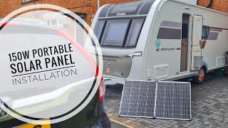 150w Portable Solar Panel Installation in our Elddis Avante 454