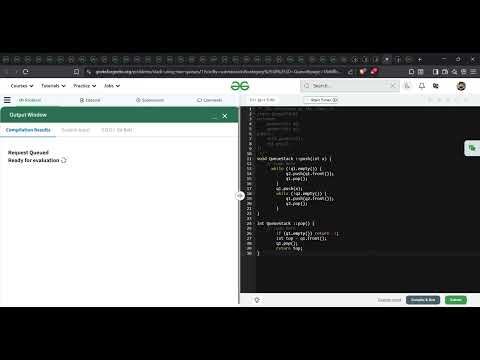 Stack using Two Queues | GFG Solution in C++ (Optimized Code)