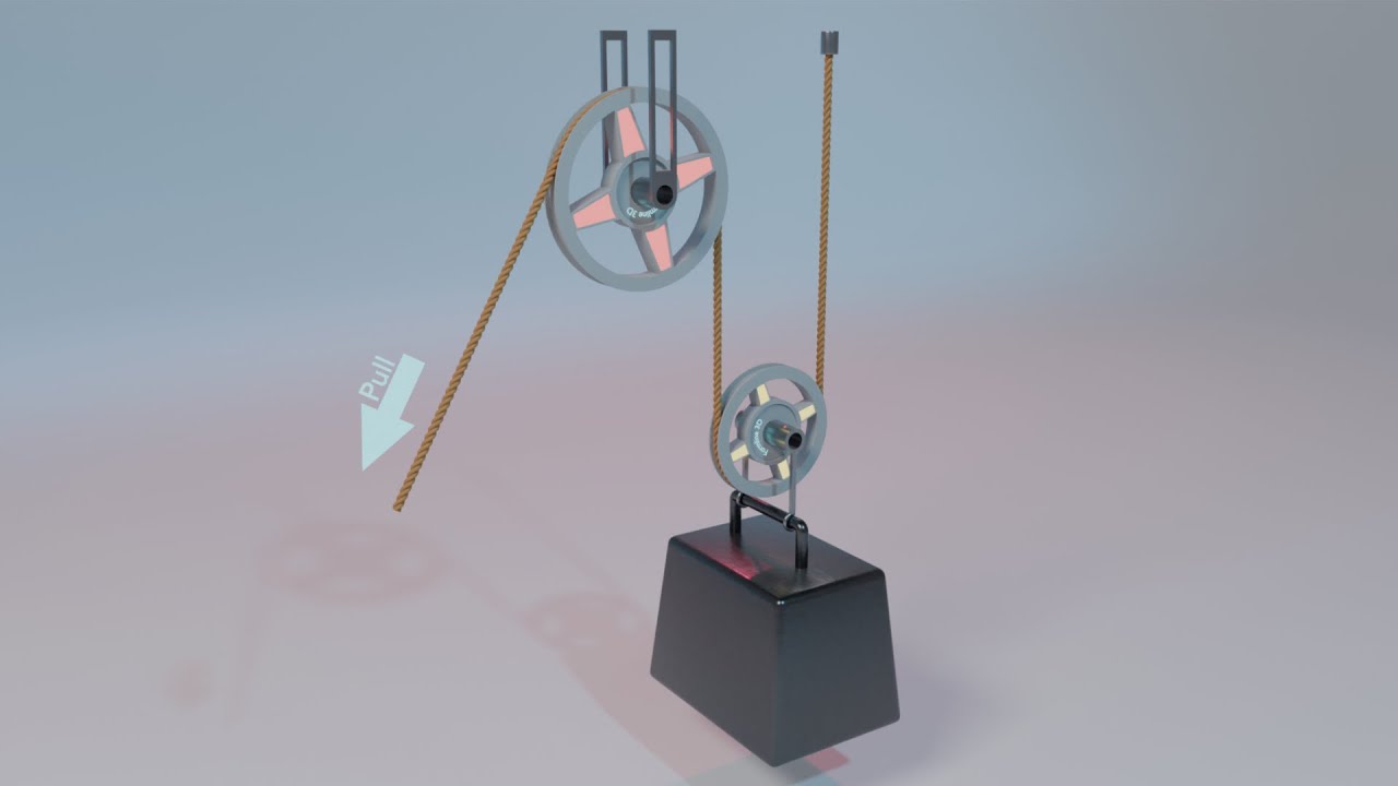 #013 Movable Lower Pulley – 507 Mechanical Movements 3D Animation