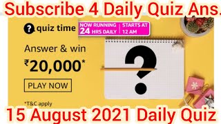 Amazon Quiz Answers Today। Win 20000 Amazon Pay Balance। 15 August 2021।StudyCrux। AmazonQuizTime