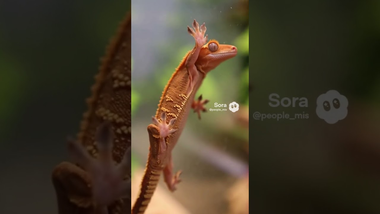 Sticky little feet walking: Slow-motion suction cup feet slowly stick to glass branches